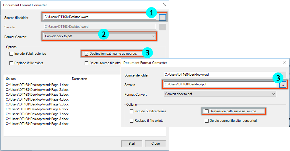 How to batch convert multiple Word documents to pdf files?