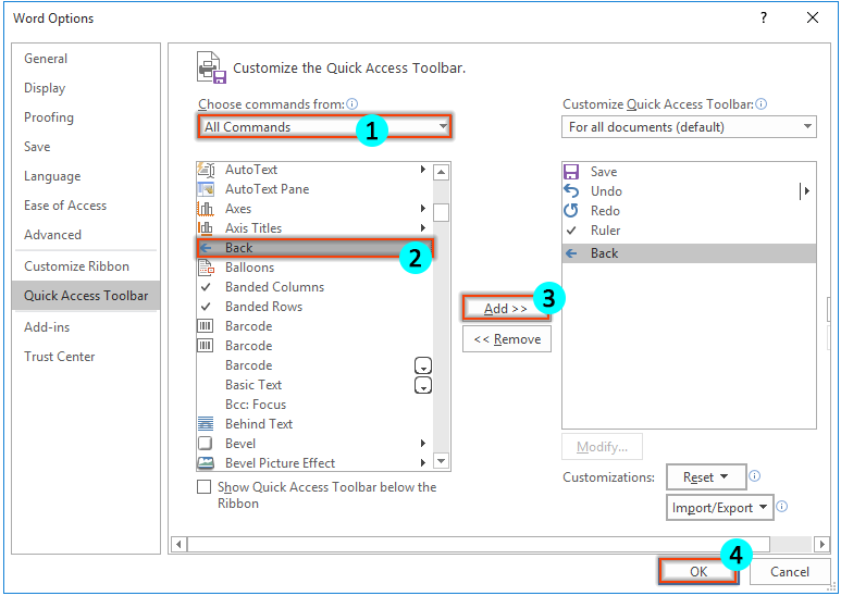 How to return to the Table of Contents in a Word document?