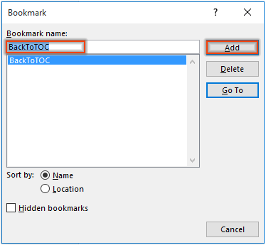 How to return to the Table of Contents in a Word document?