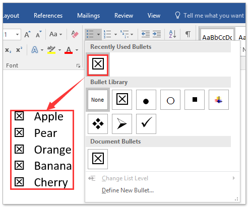 how to check box word form