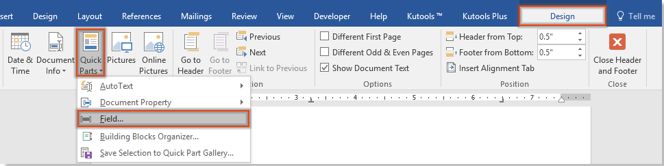 How to insert file path and name into documents footer or header in Word?