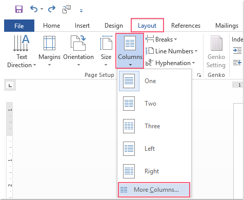 How to insert line between columns in Word document?