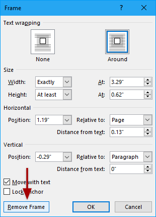 Frame dialog