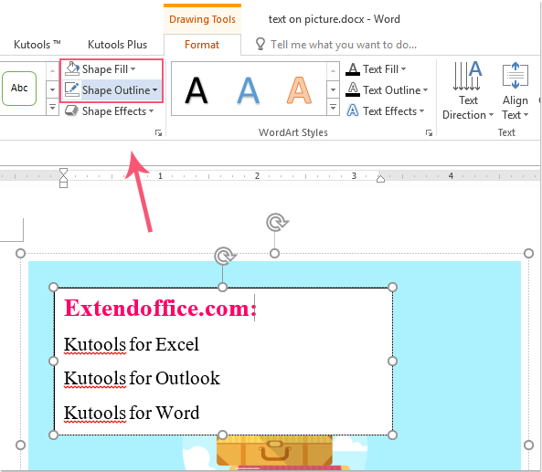 How to insert text on picture in Word document?