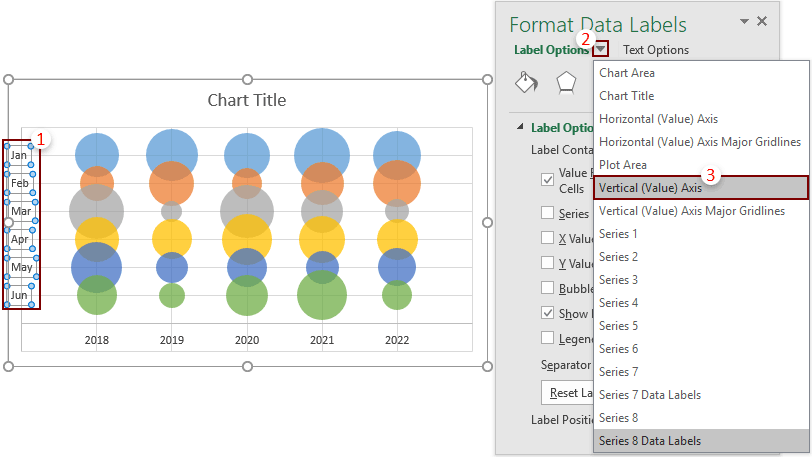Create a matrix bubble chart in Excel