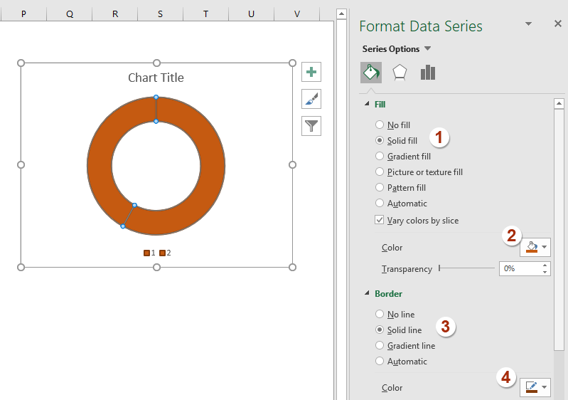 Create progress circle chart in Excel
