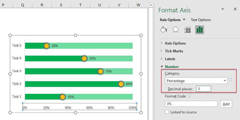 Create a slider bead chart in Excel