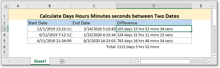 doc calcular la diferencia entre el tiempo 5