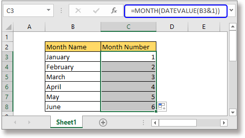 Excel Formula: Convert Month Name to Number