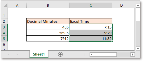 Excel Formula: Convert Decimal Minutes to Time Format