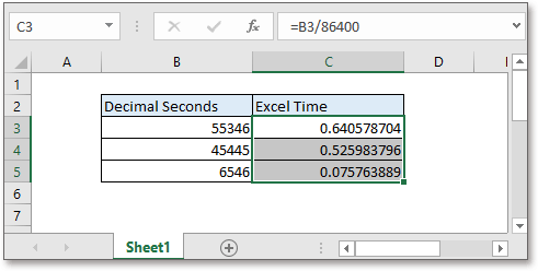 Excel Formula: Convert Decimal Seconds to Time