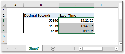 Excel Formula: Convert Decimal Seconds to Time