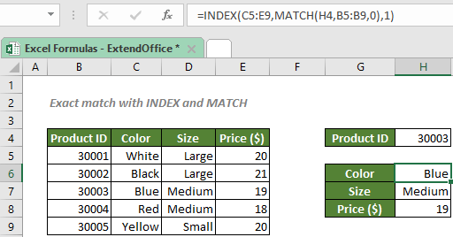 Exact match with INDEX and MATCH