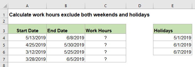 Excel Get Work Hours Between Two Dates