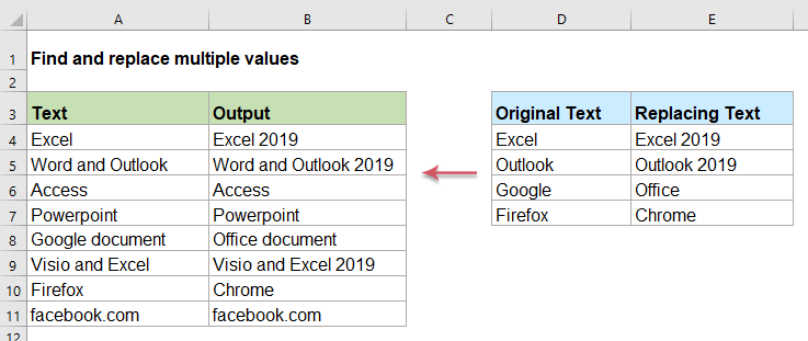 Find and replace multiple values in Excel