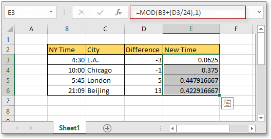 Excel Formula: Convert Time to Another Time Zone