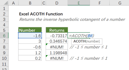 acoth функція 1