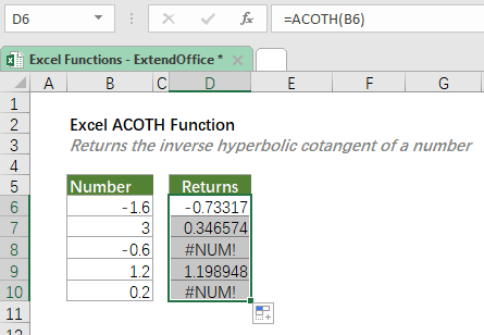 função acoth 2