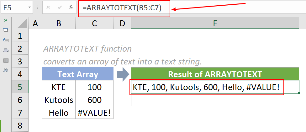 função arraytotext 2
