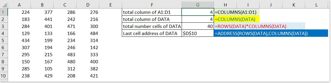 função 1 das colunas doc