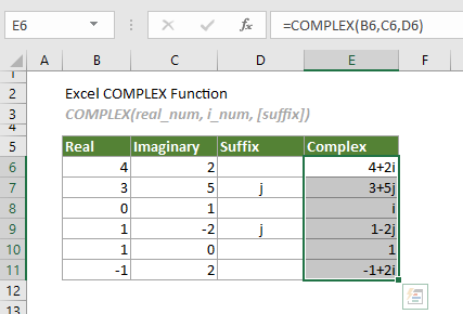 Excel COMPLEX function