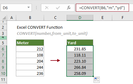 Excel CONVERT function