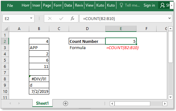 Excel COUNT Function