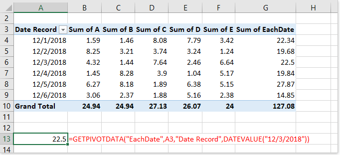 How to use Excel GETPIVOTDATA function