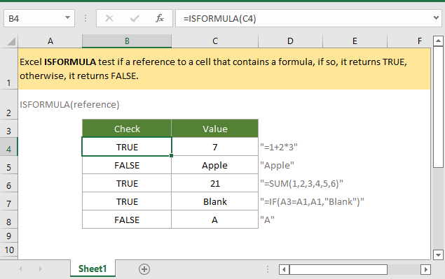 How to use the Excel ISFORMULA function