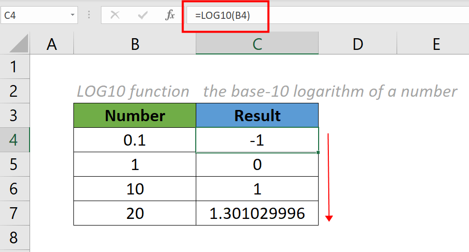 log10-Funktion 2