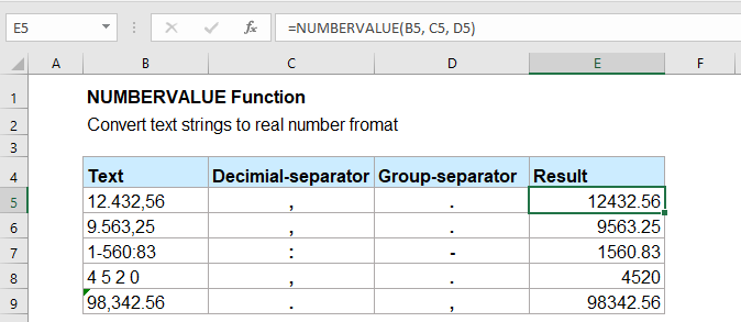 doc numbervalue function