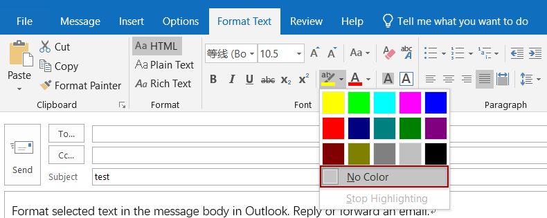 Clear All Formatting From Selected Text In The Message Body