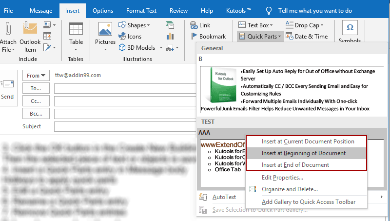 Quick Parts in Outlook
