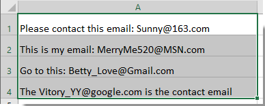 Quickly extract email address from text string in Excel