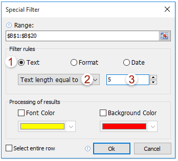 shot filter by text length 2