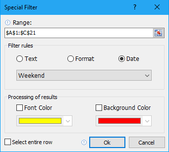 posnet filter glede na delovni dan vikenda določen dan 2