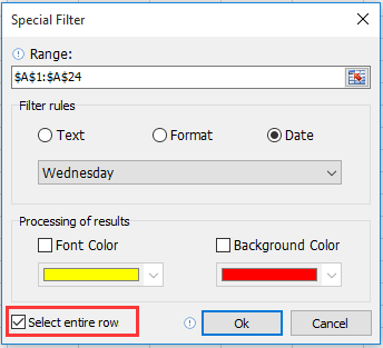 posnet filter glede na delovni dan vikenda določen dan 11