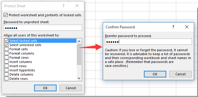 Easily configure cells to be locked or unlocked when protecting worksheet