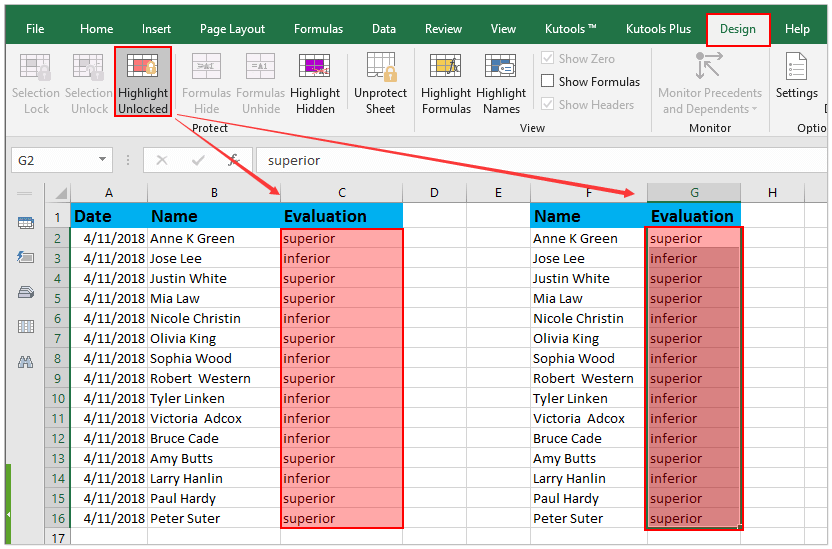 Easily configure cells to be locked or unlocked when protecting worksheet