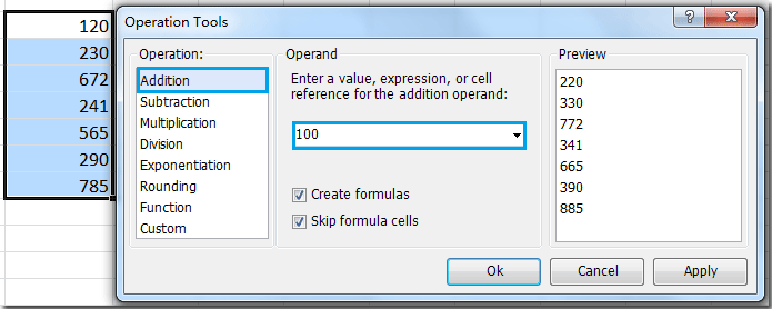Quickly apply mathematical operations without using formula in Excel