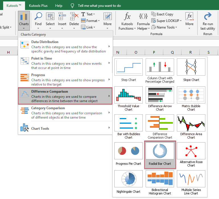 Create radial bar chart in Excel with only several clicks