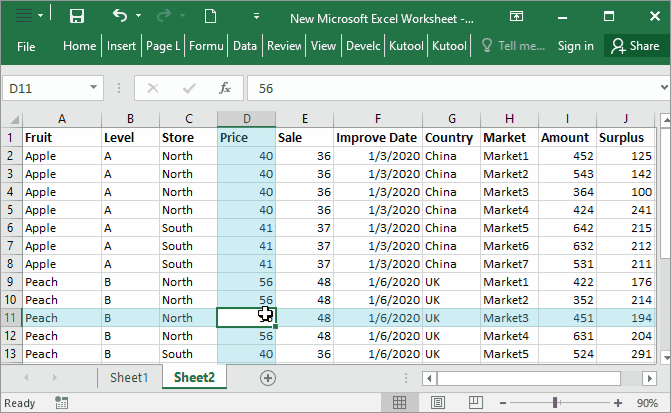 Easily reading / viewing a large number of rows and columns in Excel