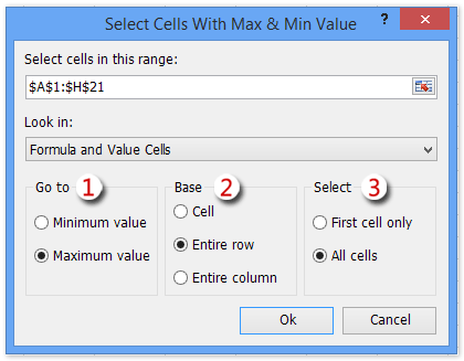 coup sélectionner les valeurs min max 9