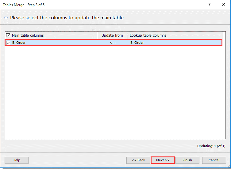 Easily update or merge tables by matching column from two worksheets