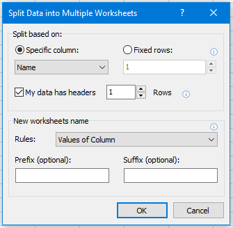 Quickly split data into multiple worksheets based on selected column in ...