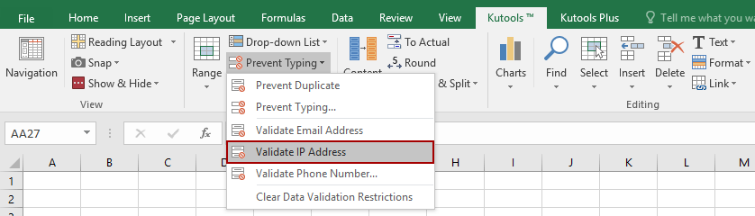 Ověření adresy IP vydané společností Kutools pro Excel