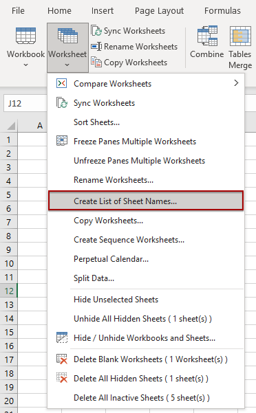 Quickly list all worksheet names with hyperlinks as table of contents ...