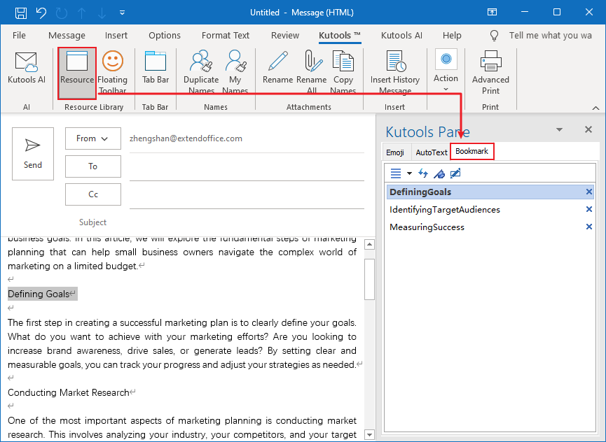Quickly Create Rename And Use Bookmark In Outlook Quickly Create Rename And Use Bookmark In Outlook