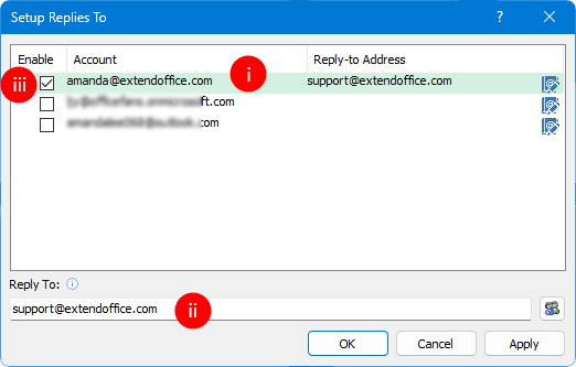 Direct replies to different email address in Outlook