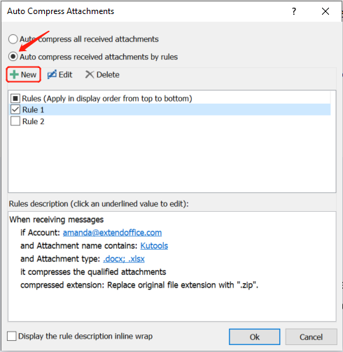 Set Compression Attachment Quickly compress / uncompress all pictures and attachments of emails in ...